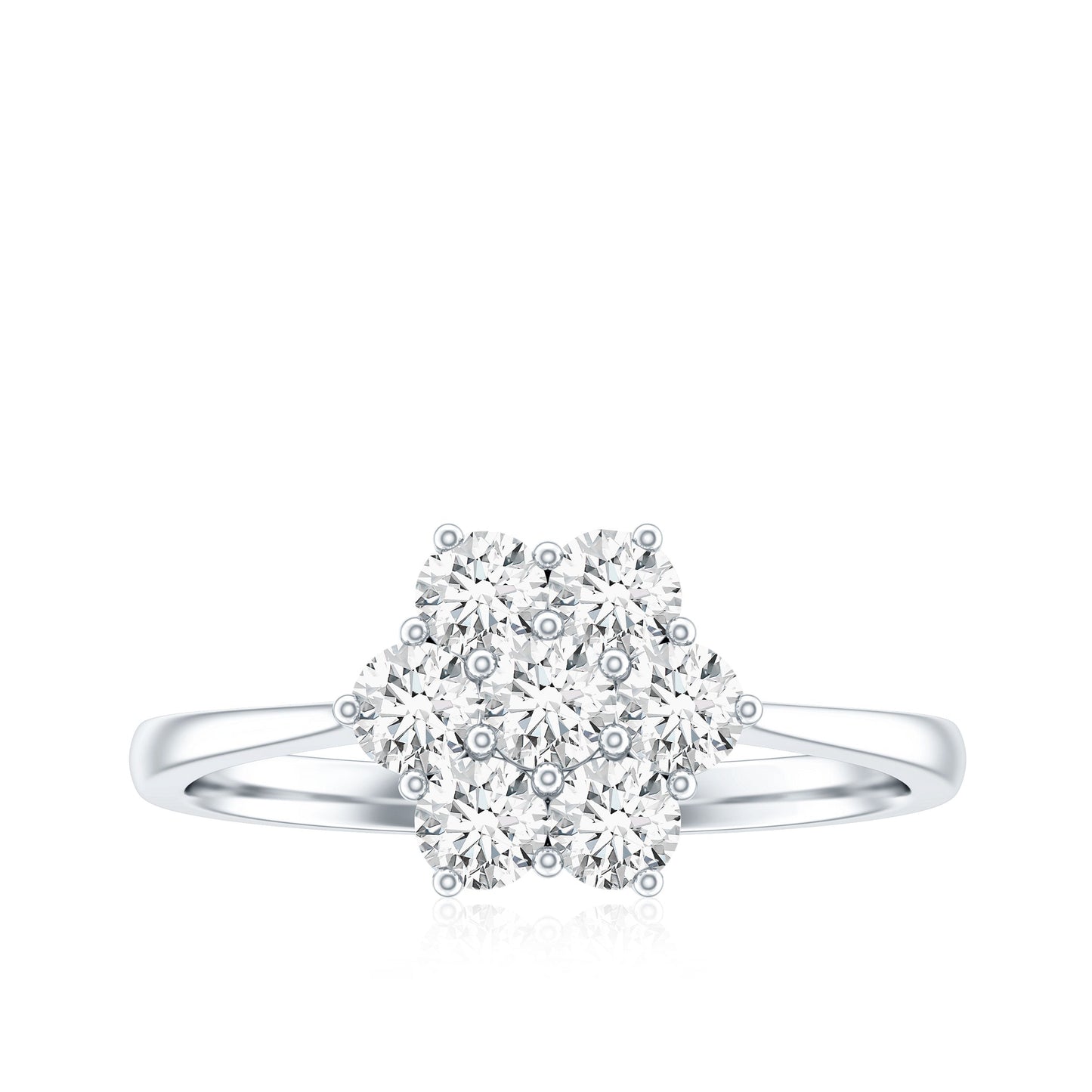 Round Shape Moissanite Cluster Flower Engagement Ring