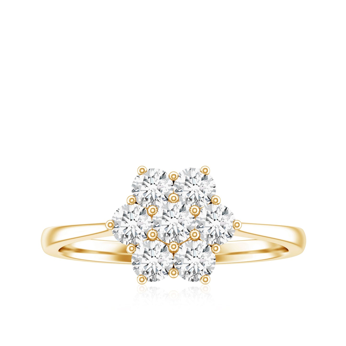 Round Shape Moissanite Cluster Flower Engagement Ring