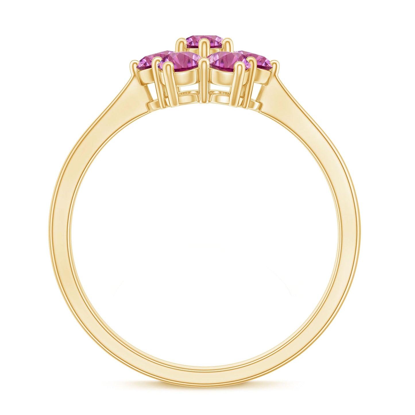 Round Shape Pink Tourmaline Flower Engagement Ring