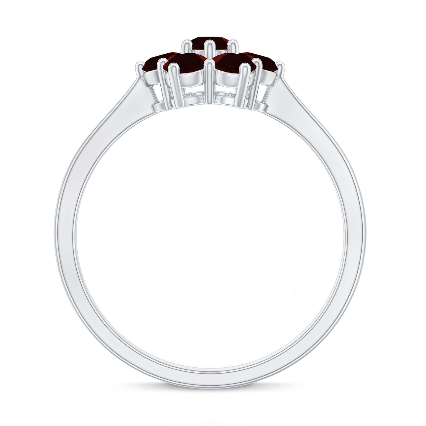 Natural Garnet Flower Cluster Engagement Ring