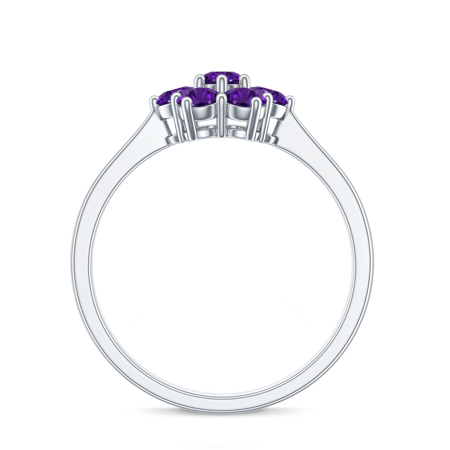Round Shape Amethyst Cluster Flower Ring for Women
