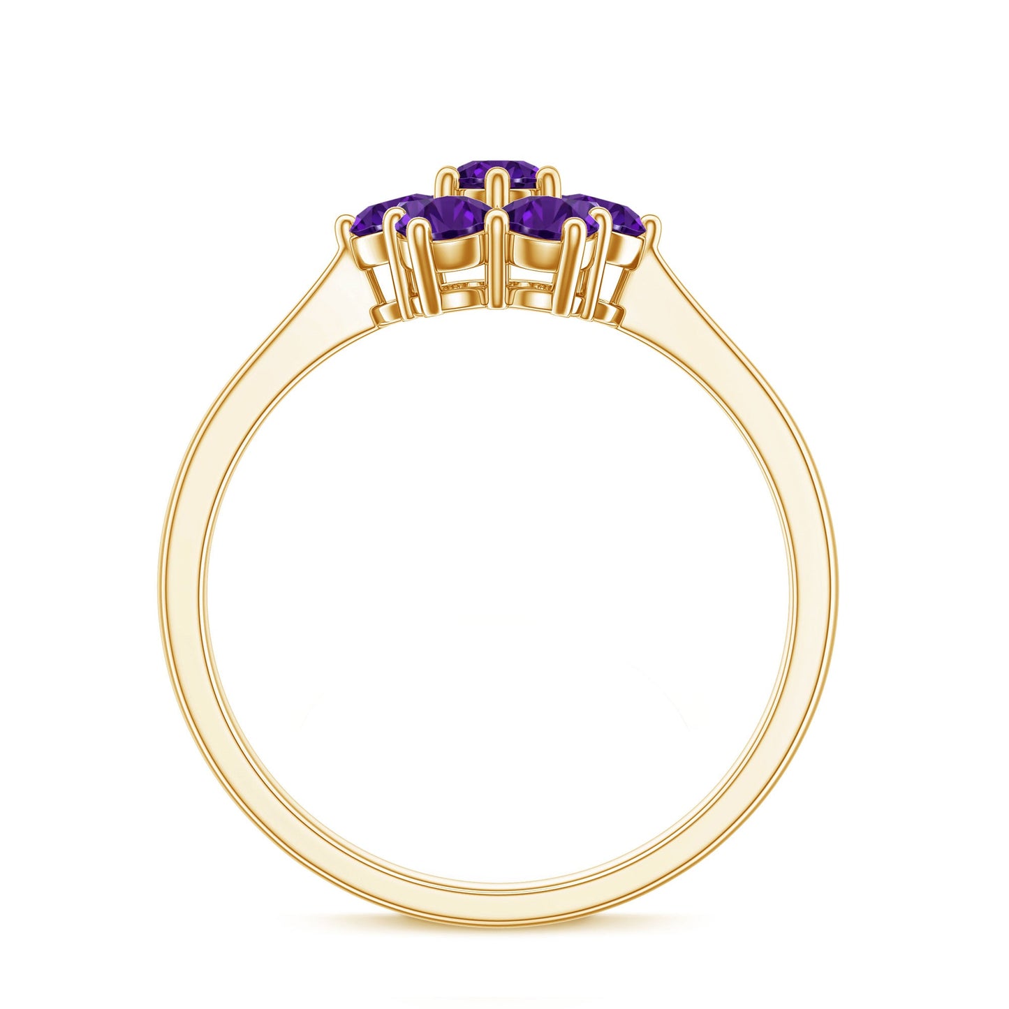 Round Shape Amethyst Cluster Flower Ring for Women