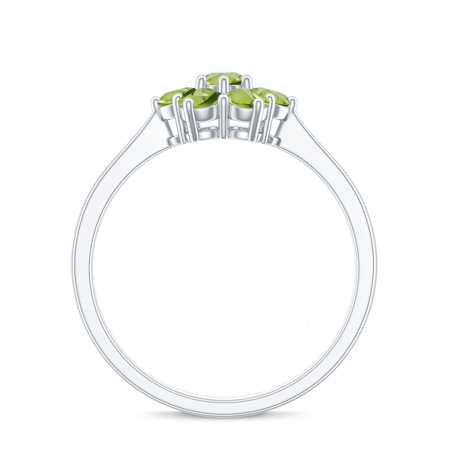 Natural Peridot Flower Cluster Engagement Ring