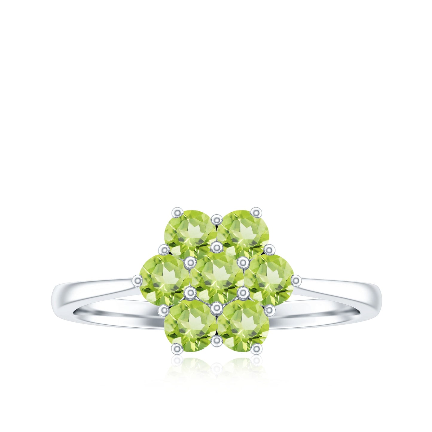 Natural Peridot Flower Cluster Engagement Ring