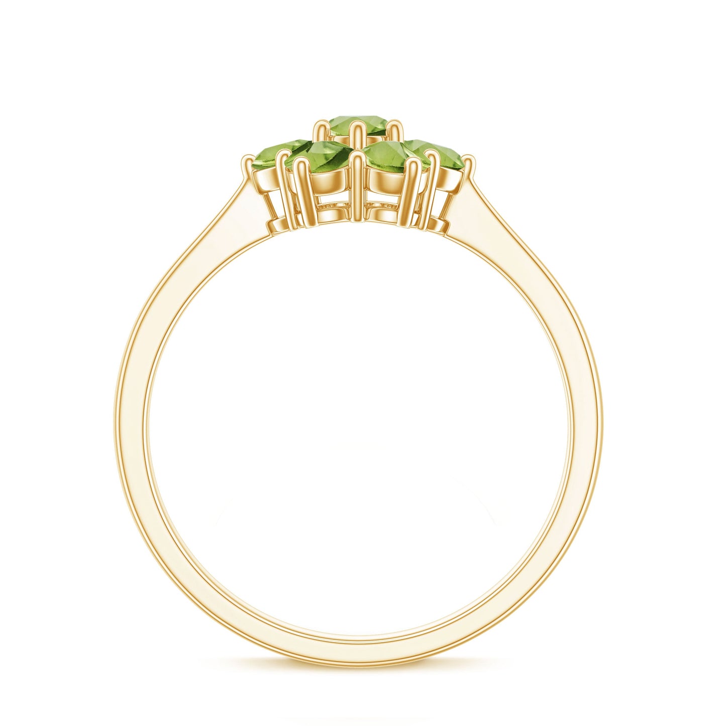 Natural Peridot Flower Cluster Engagement Ring
