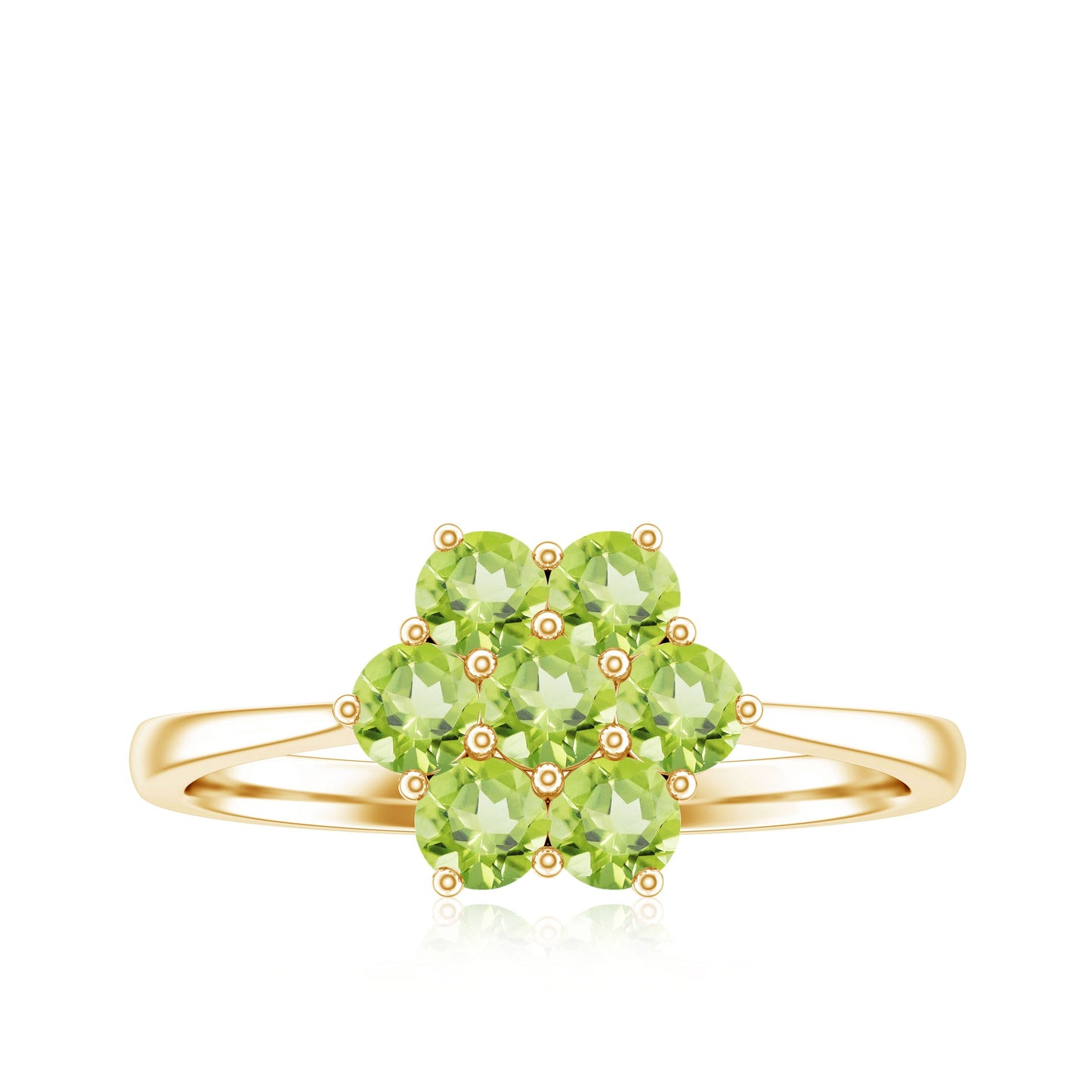 Natural Peridot Flower Cluster Engagement Ring