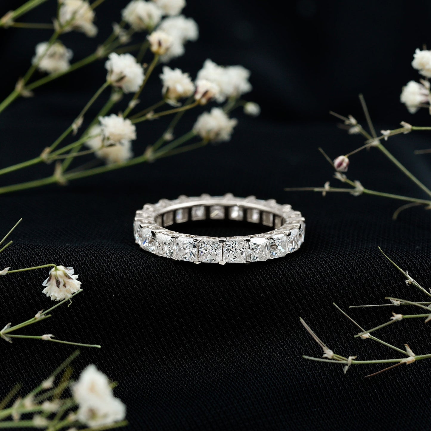 Princess Cut Moissanite Full Eternity Band Ring