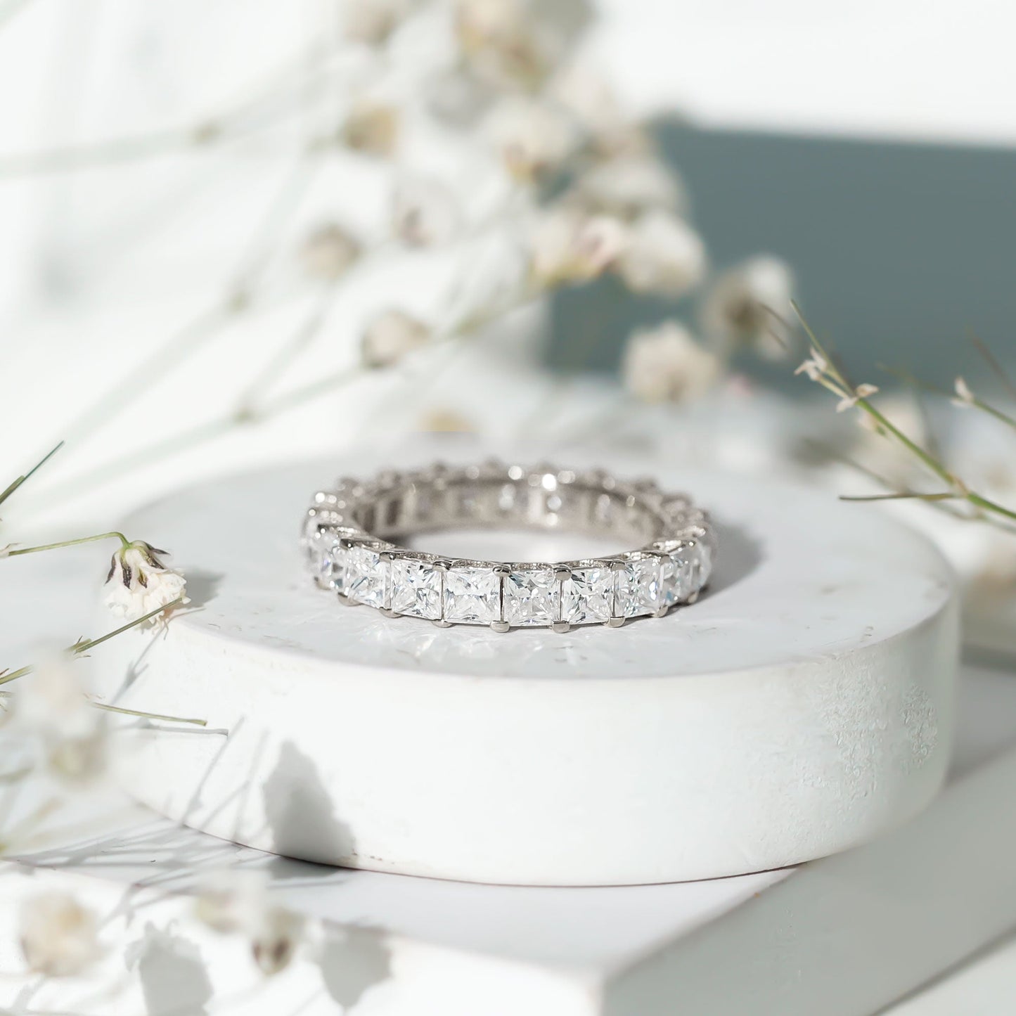 Princess Cut Moissanite Full Eternity Band Ring