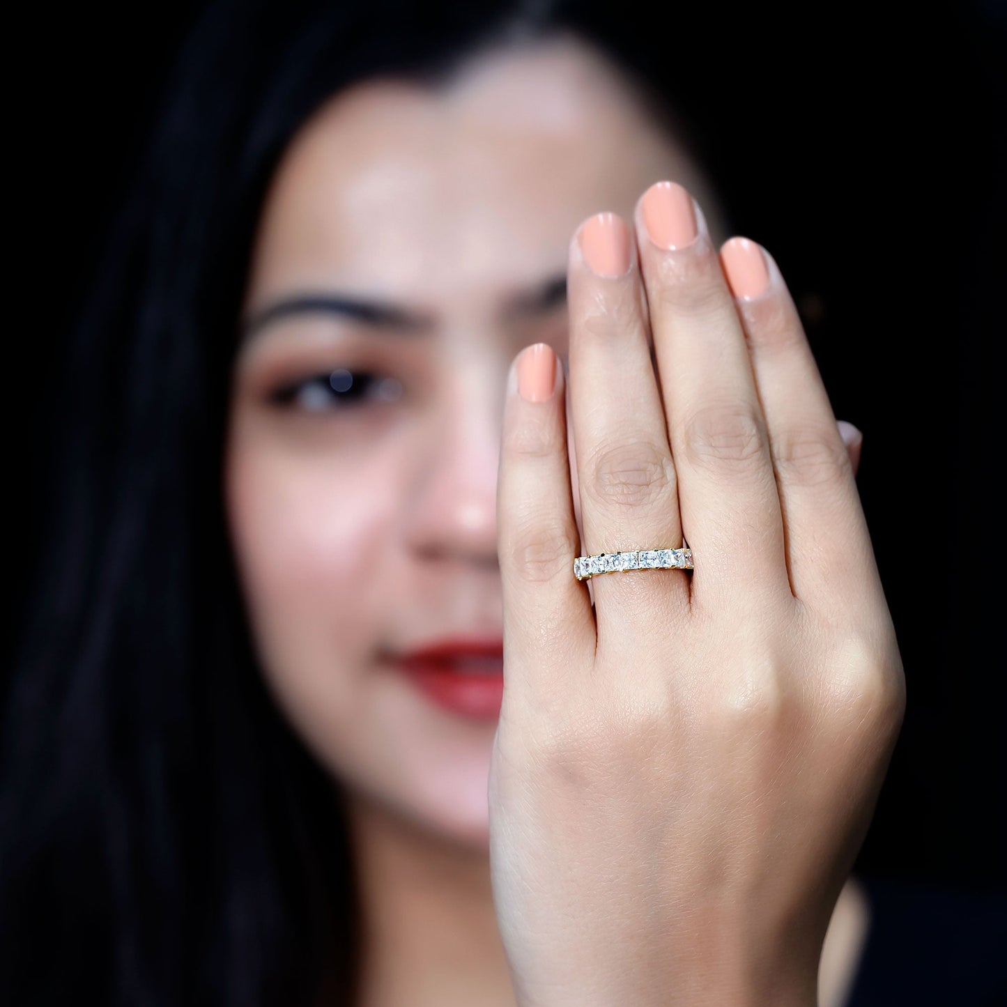 Princess Cut Moissanite Full Eternity Band Ring
