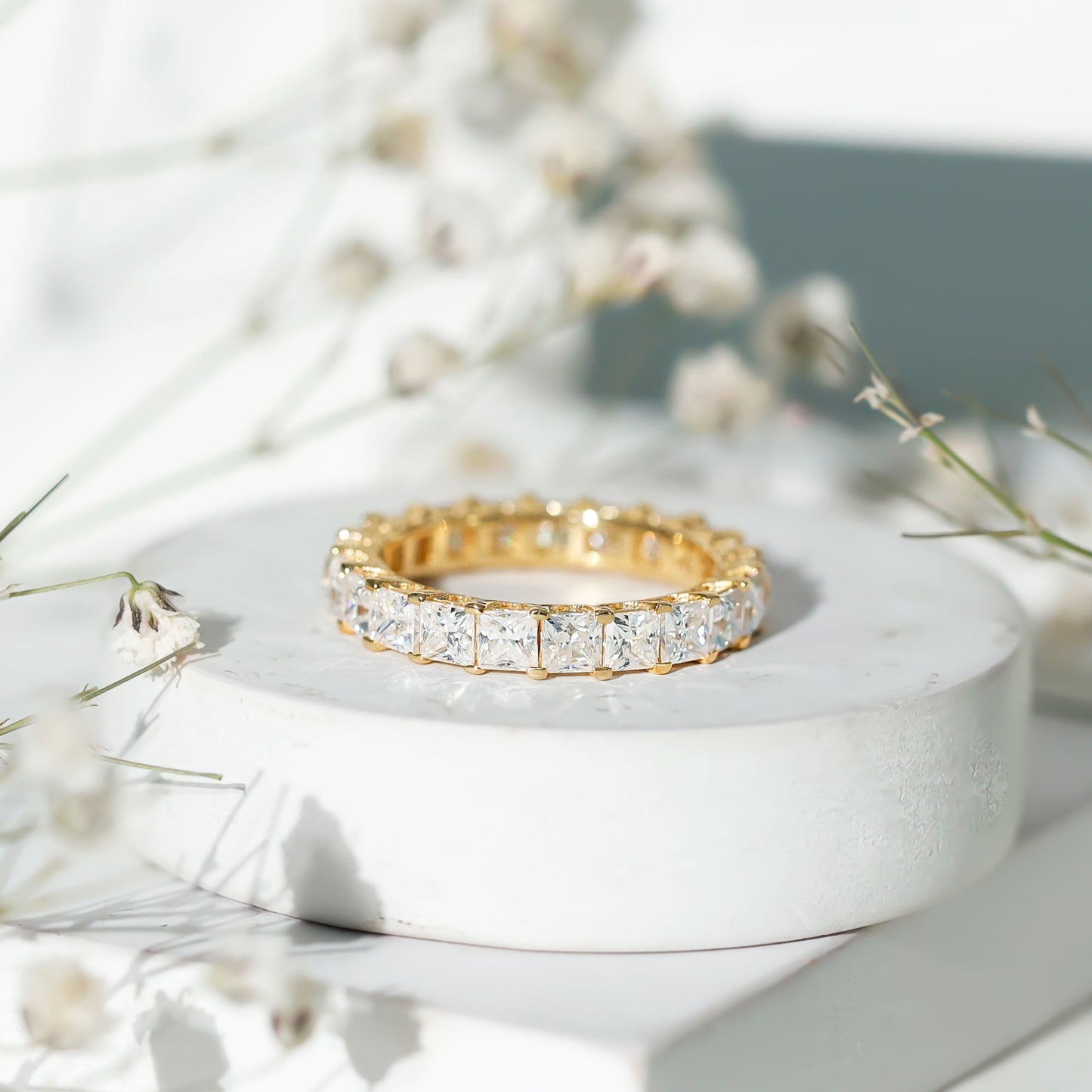 Princess Cut Moissanite Full Eternity Band Ring