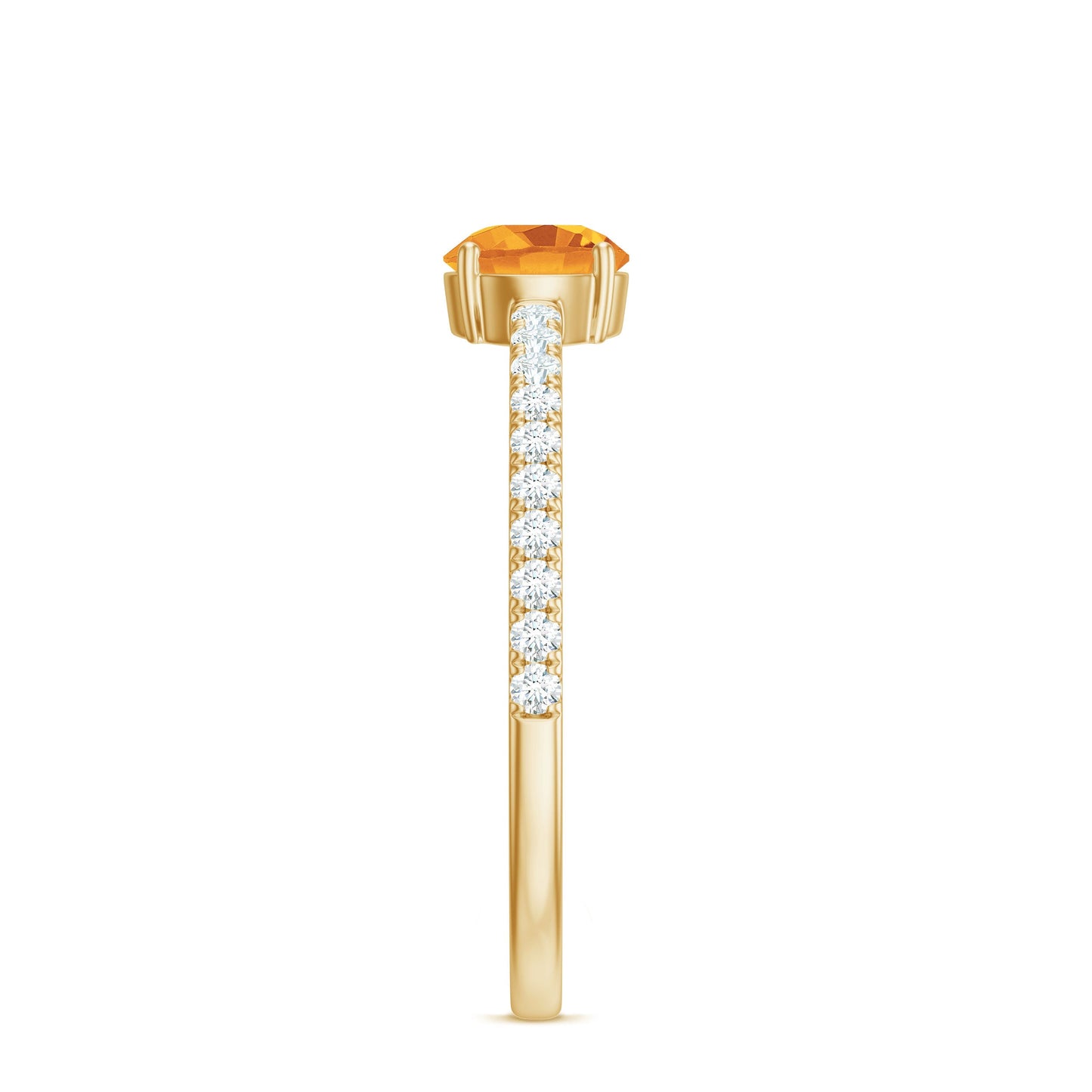 Natural Solitaire Citrine Minimal Engagement Ring with Diamond