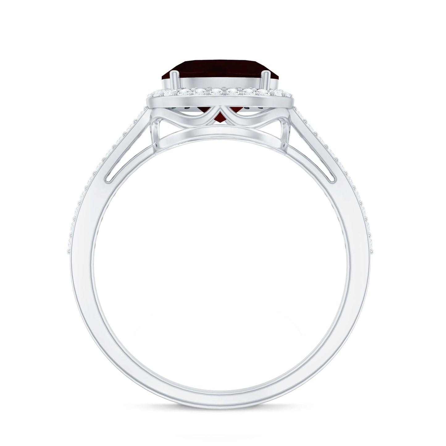 Classic 1.5 Carat Oval Garnet East West Engagement Ring with Diamond