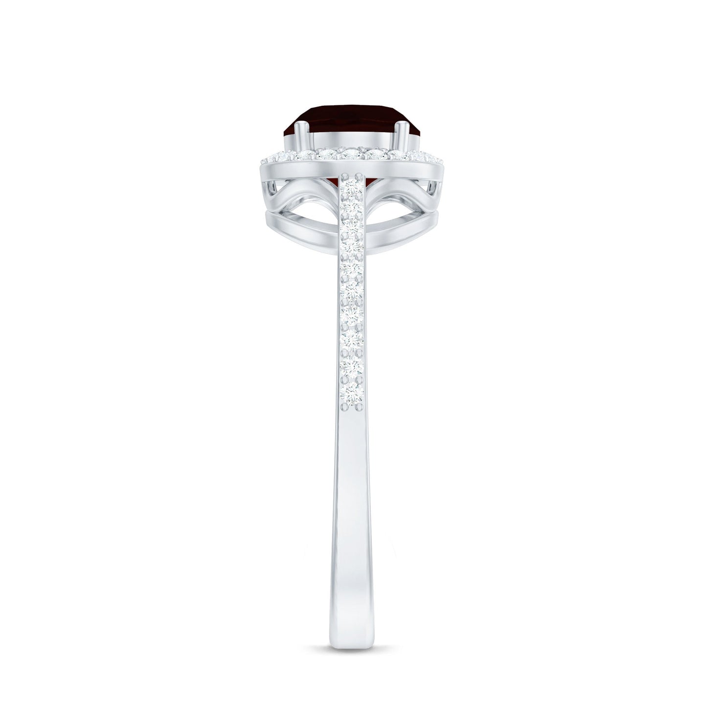Classic 1.5 Carat Oval Garnet East West Engagement Ring with Diamond