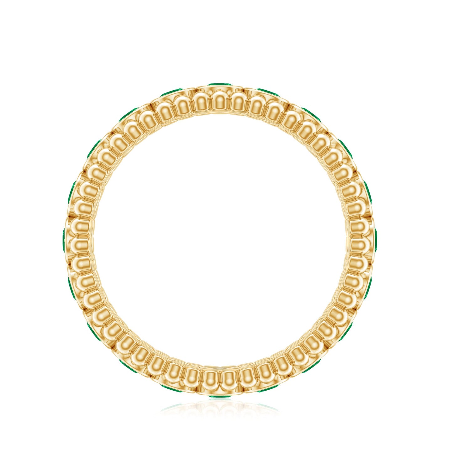 Vintage Inspired Emerald Wedding Band in Bezel Setting