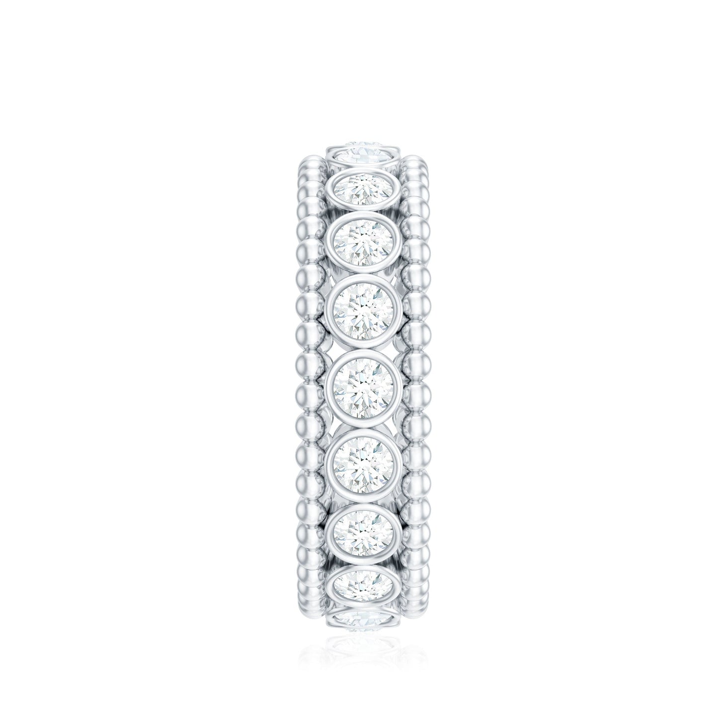 Bezel Set Moissanite Full Eternity Wedding Band with Beaded Detail