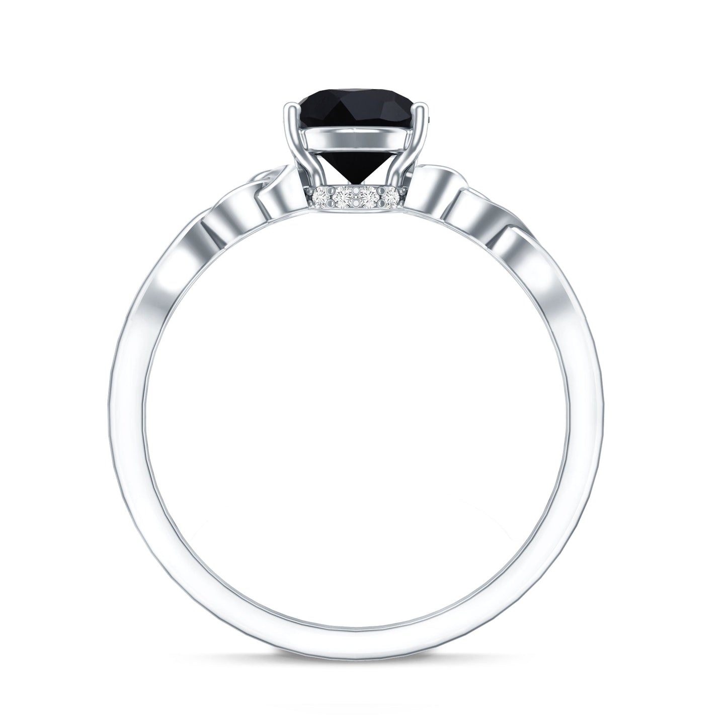 Solitaire Pear Cut Black Onyx Engagement Ring with Celtic Band