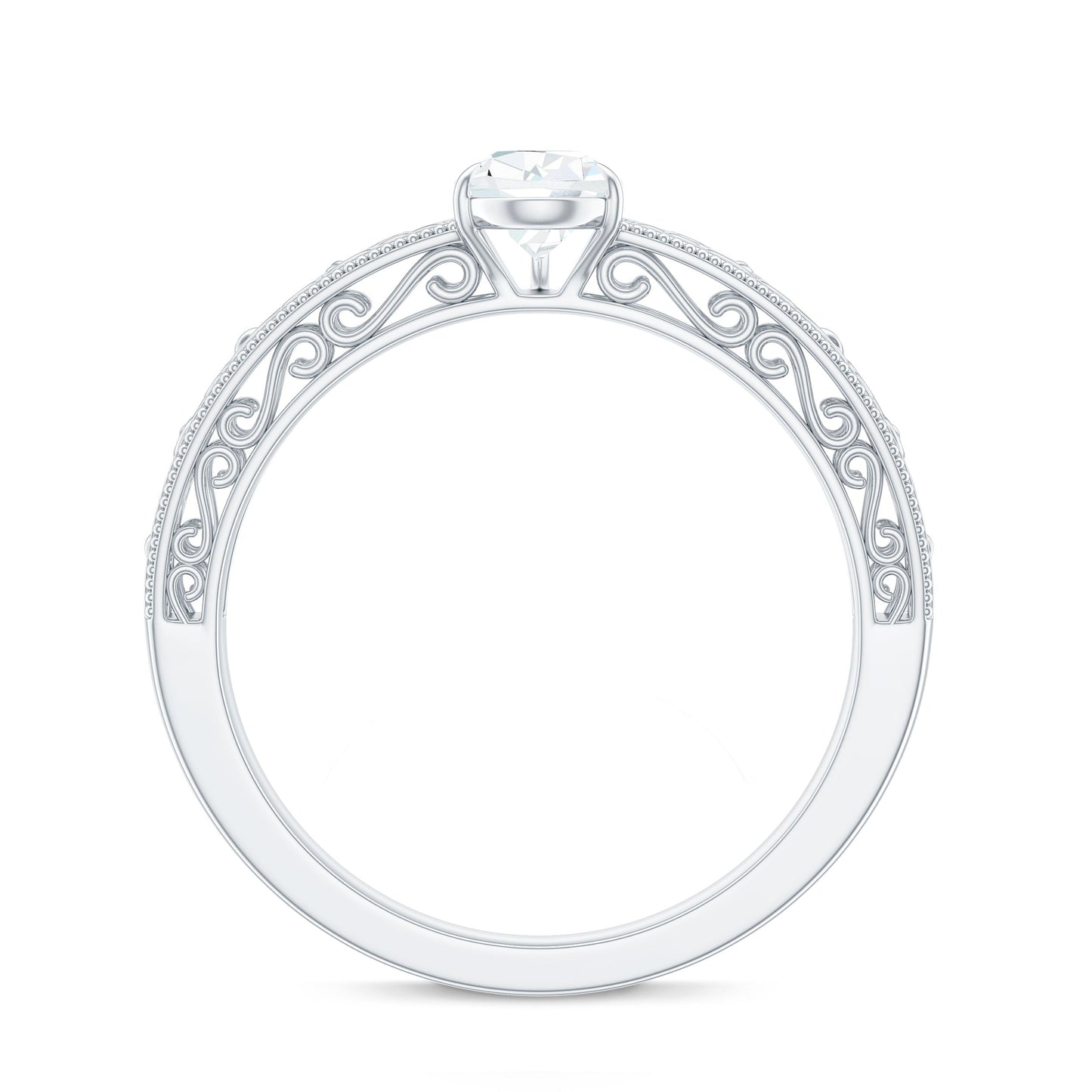 Pear Shaped Solitaire Moissanite Filigree Engagement Ring