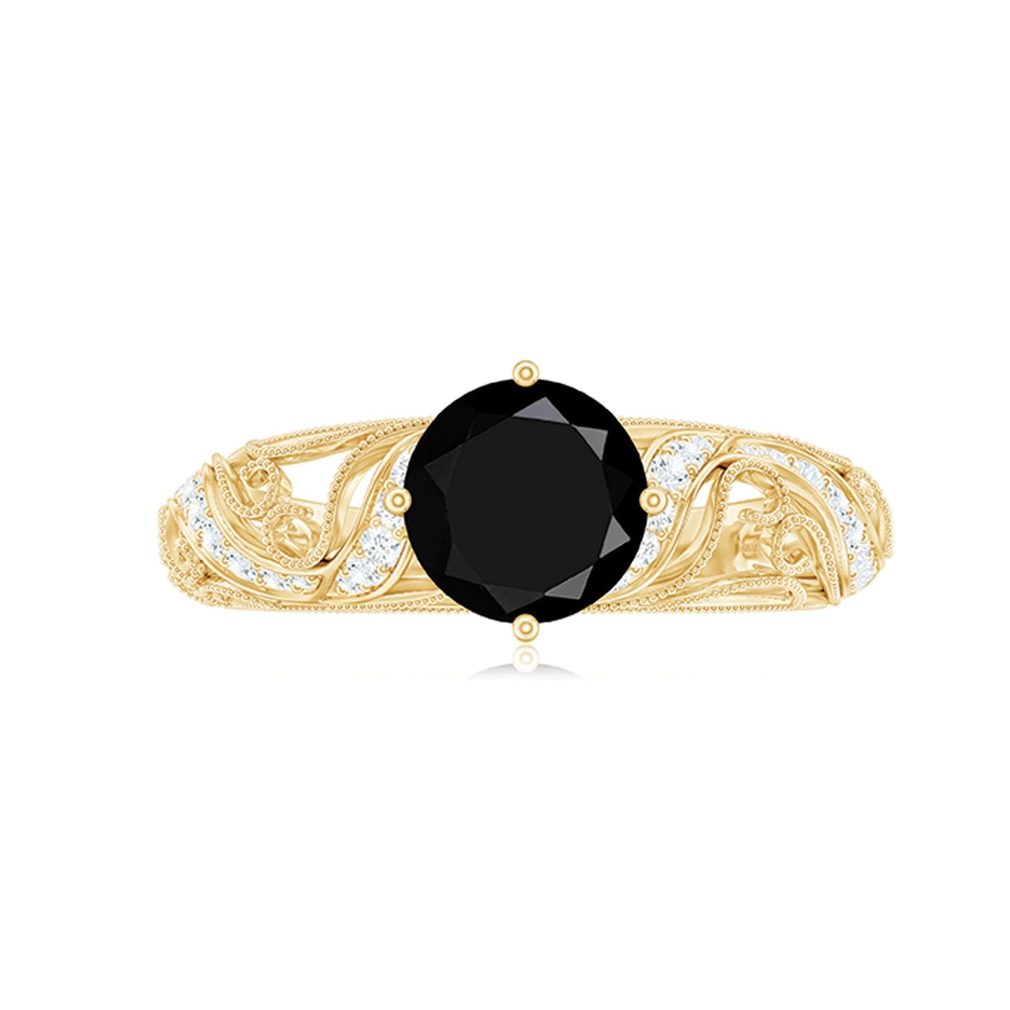 Vintage Inspired Onyx and Diamond Engagement Ring