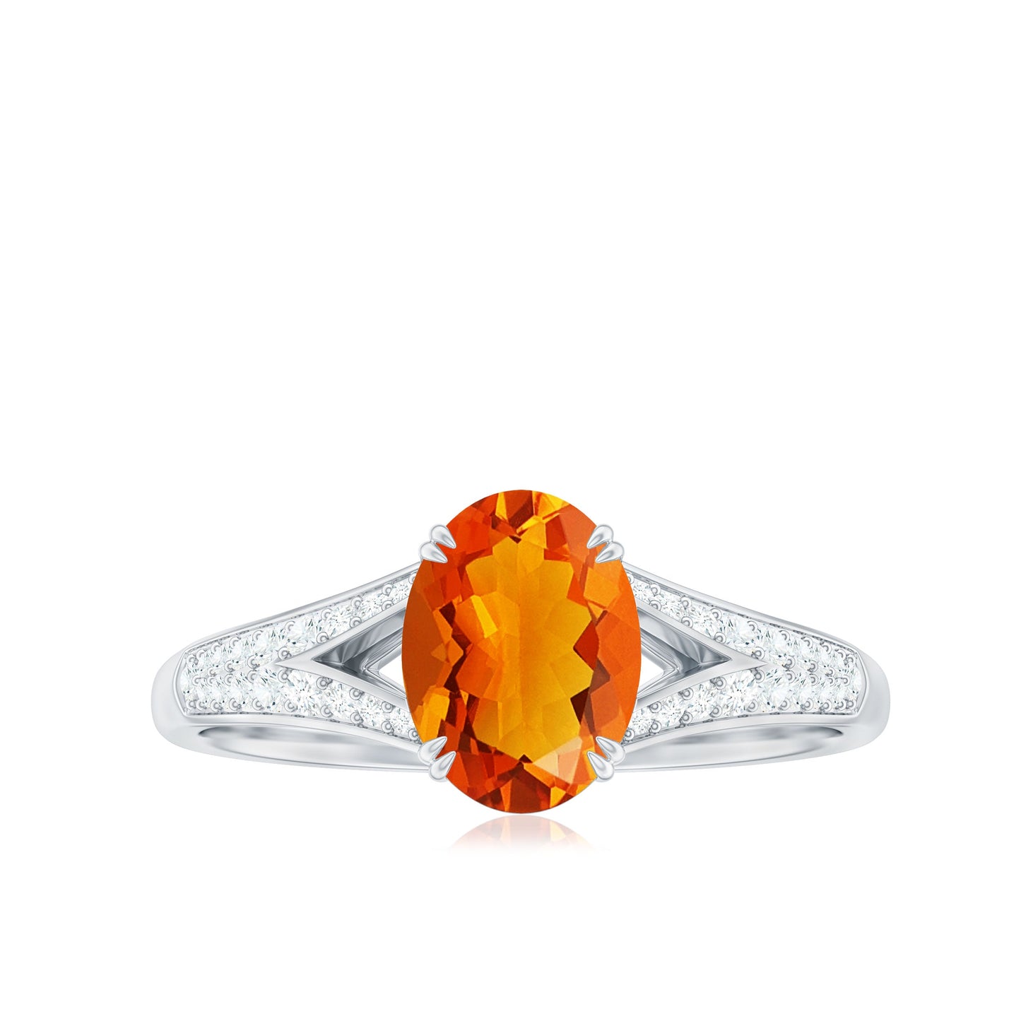 Oval 1 Carat Fire Opal Engagement Ring with Diamond Split Shank
