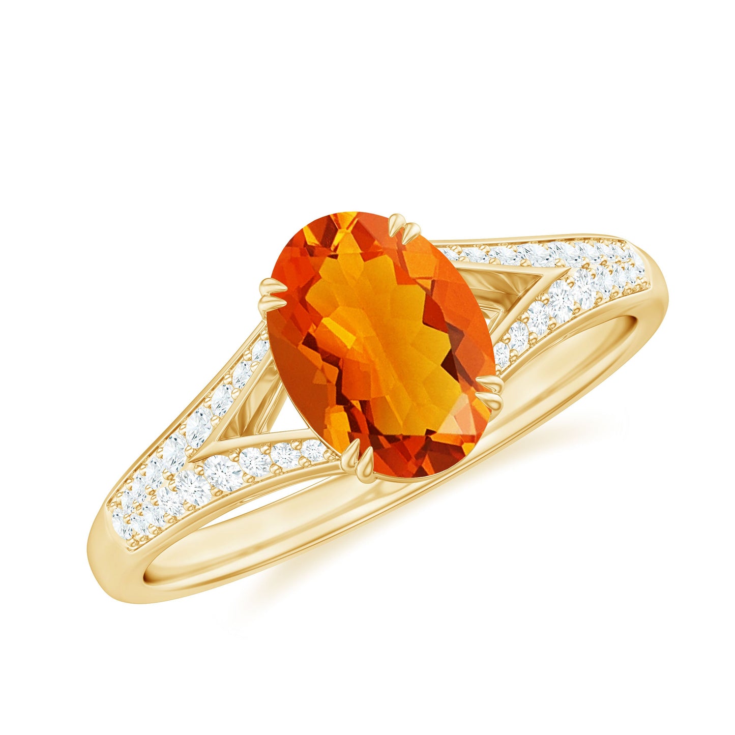 Oval 1 Carat Fire Opal Engagement Ring with Diamond Split Shank