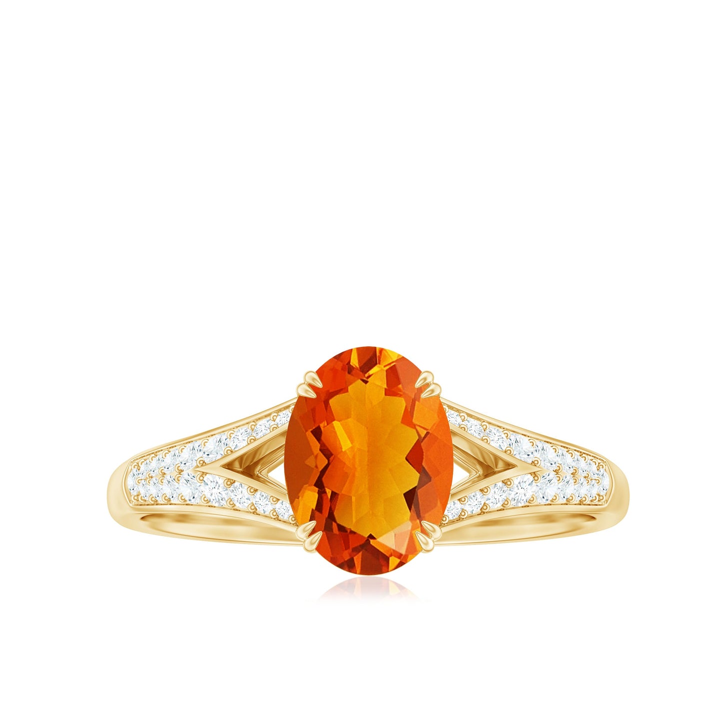 Oval 1 Carat Fire Opal Engagement Ring with Diamond Split Shank