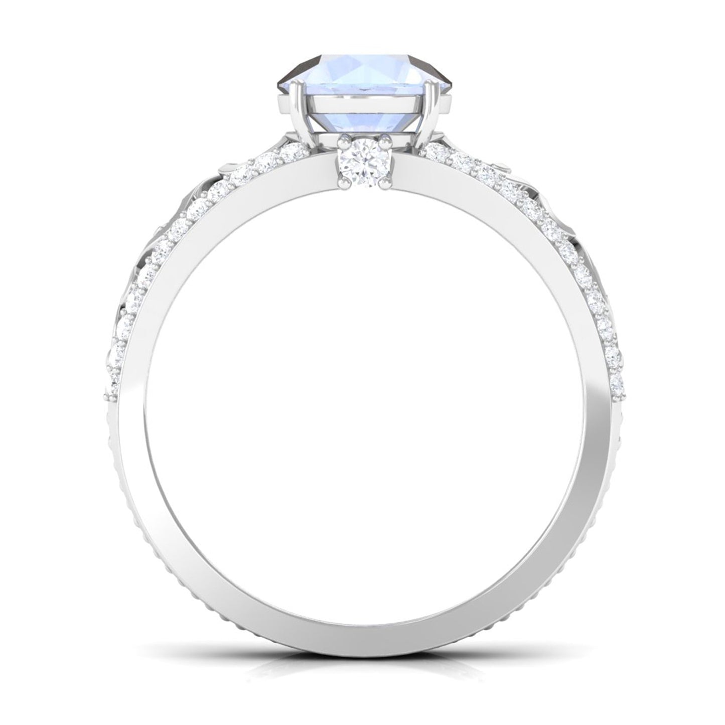 0.8 Carat Designer Moonstone Solitaire Engagement Ring with Diamond