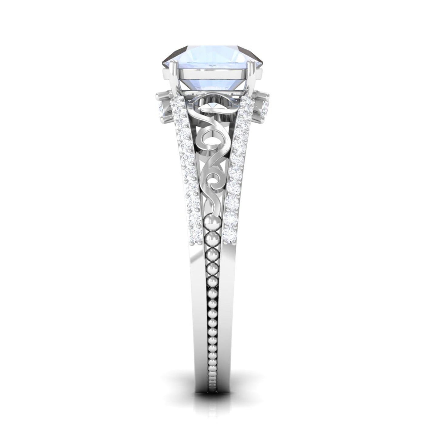 0.8 Carat Designer Moonstone Solitaire Engagement Ring with Diamond