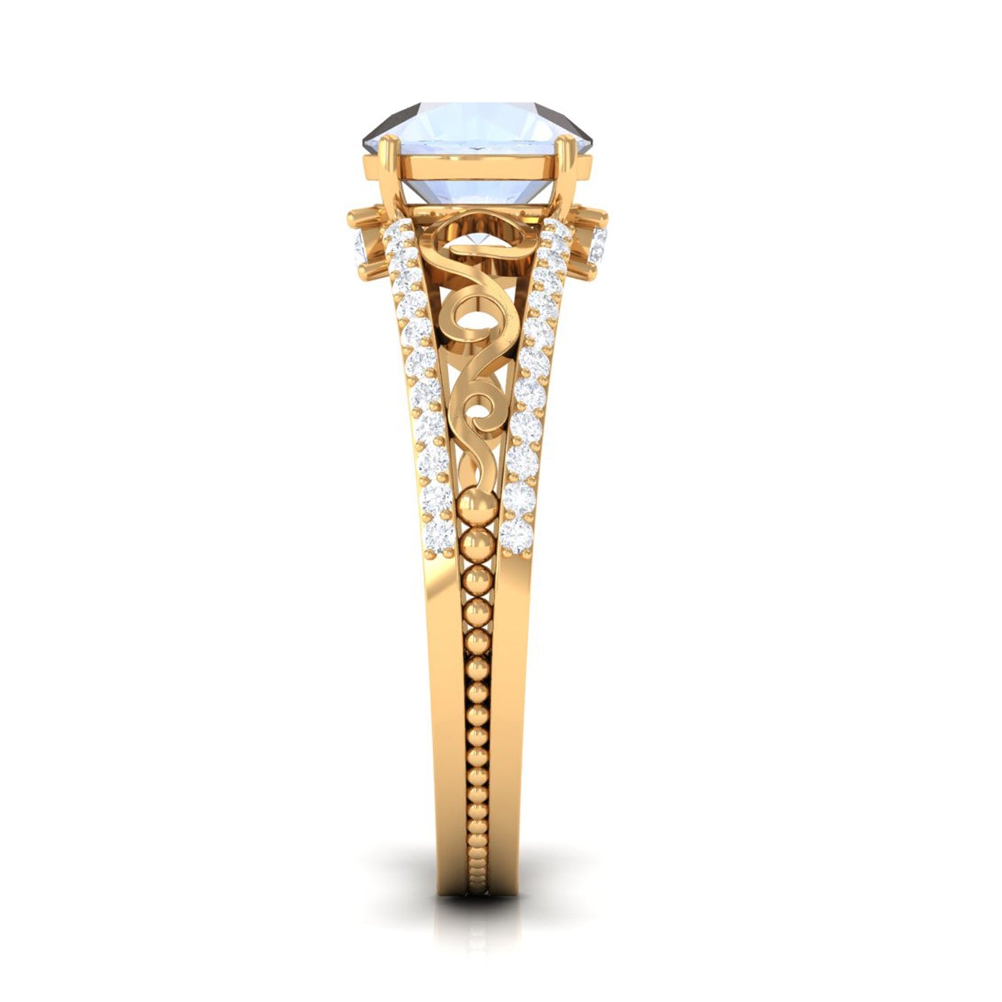 0.8 Carat Designer Moonstone Solitaire Engagement Ring with Diamond