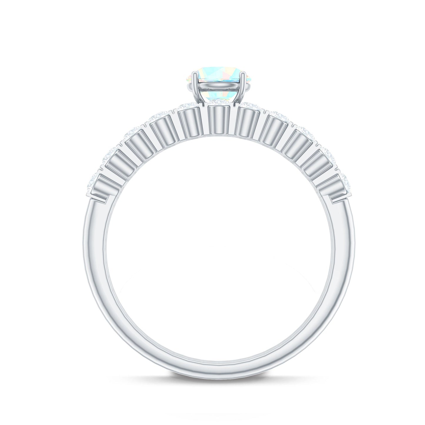 Certified Natural 0.5 Carat Ethiopian Opal Diamond Wedding Engagement Ring Set of 2