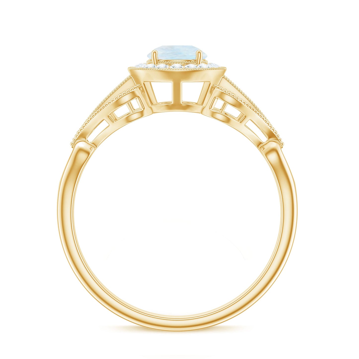 Vintage Inspired Moonstone and Diamond Engagement Ring