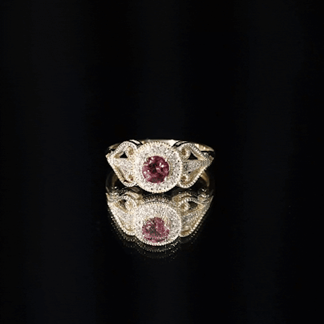 Vintage Pink Tourmaline Diamond Engagement Ring with Halo