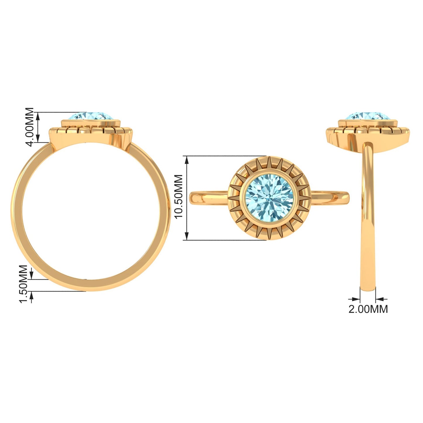 Bezel Set Aquamarine Solitaire Engagement Ring
