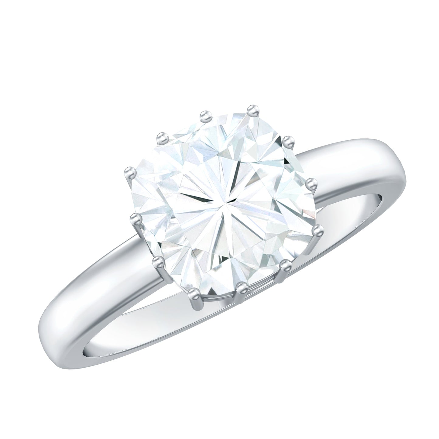 Certified 3 Carat Cushion Cut Moissanite Solitaire Engagement Ring
