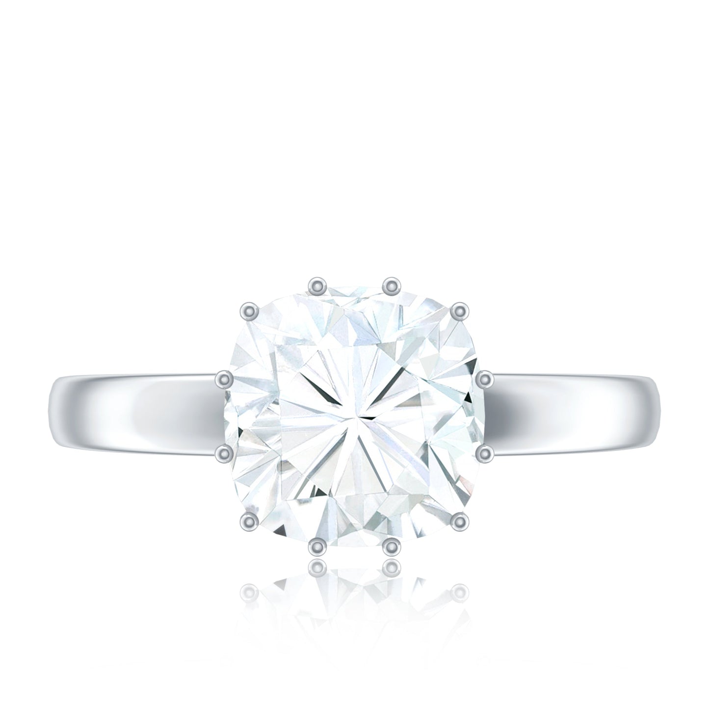 Certified 3 Carat Cushion Cut Moissanite Solitaire Engagement Ring