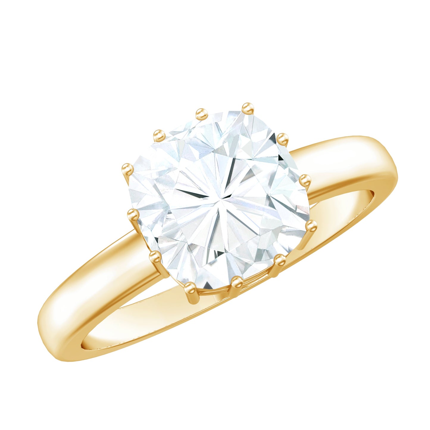 Certified 3 Carat Cushion Cut Moissanite Solitaire Engagement Ring