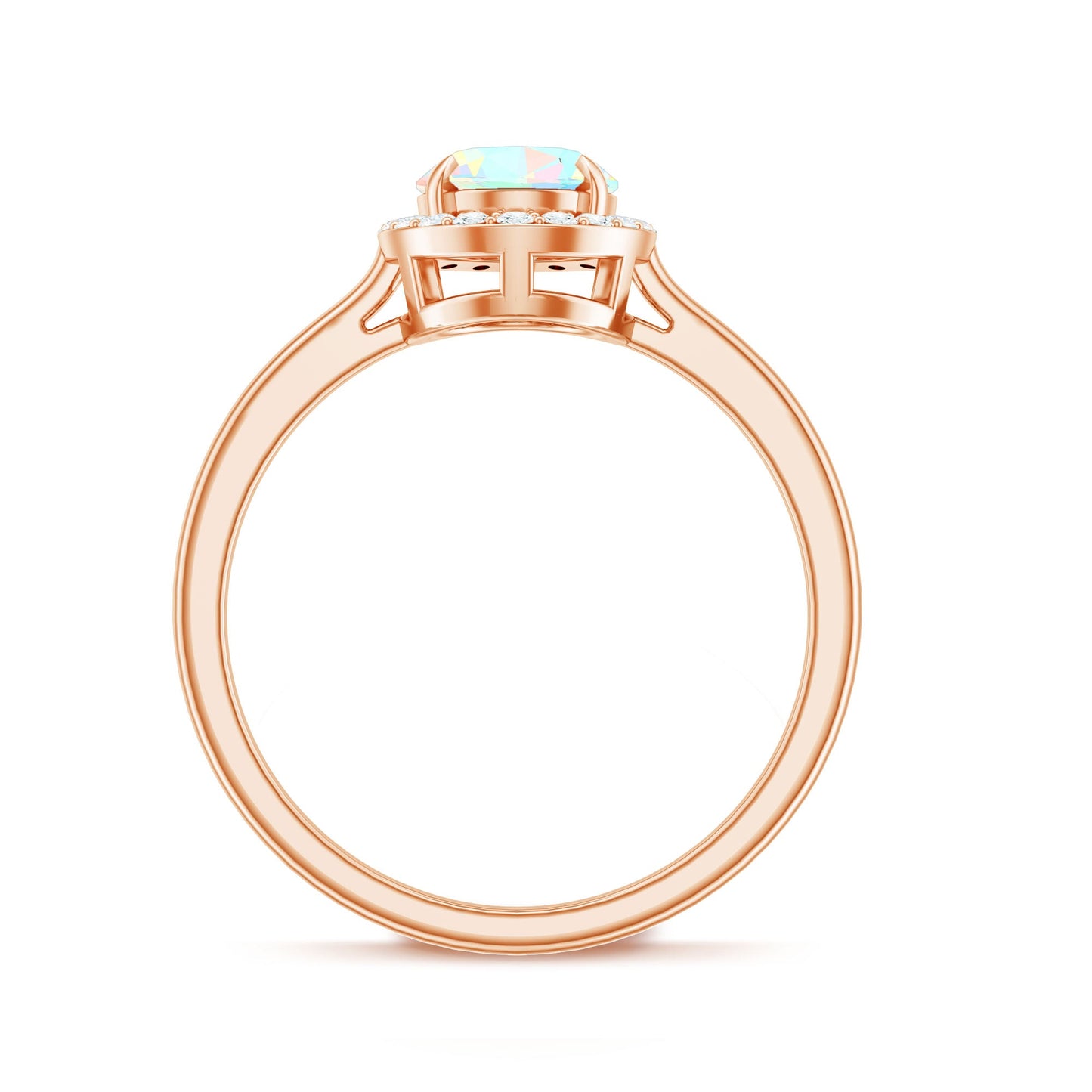 Natural Ethiopian Opal Oval Engagement Ring with Diamond Halo