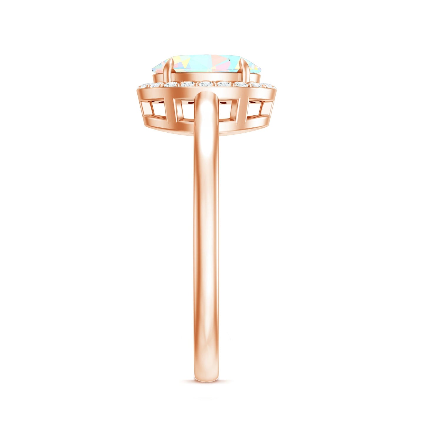 Natural Ethiopian Opal Oval Engagement Ring with Diamond Halo