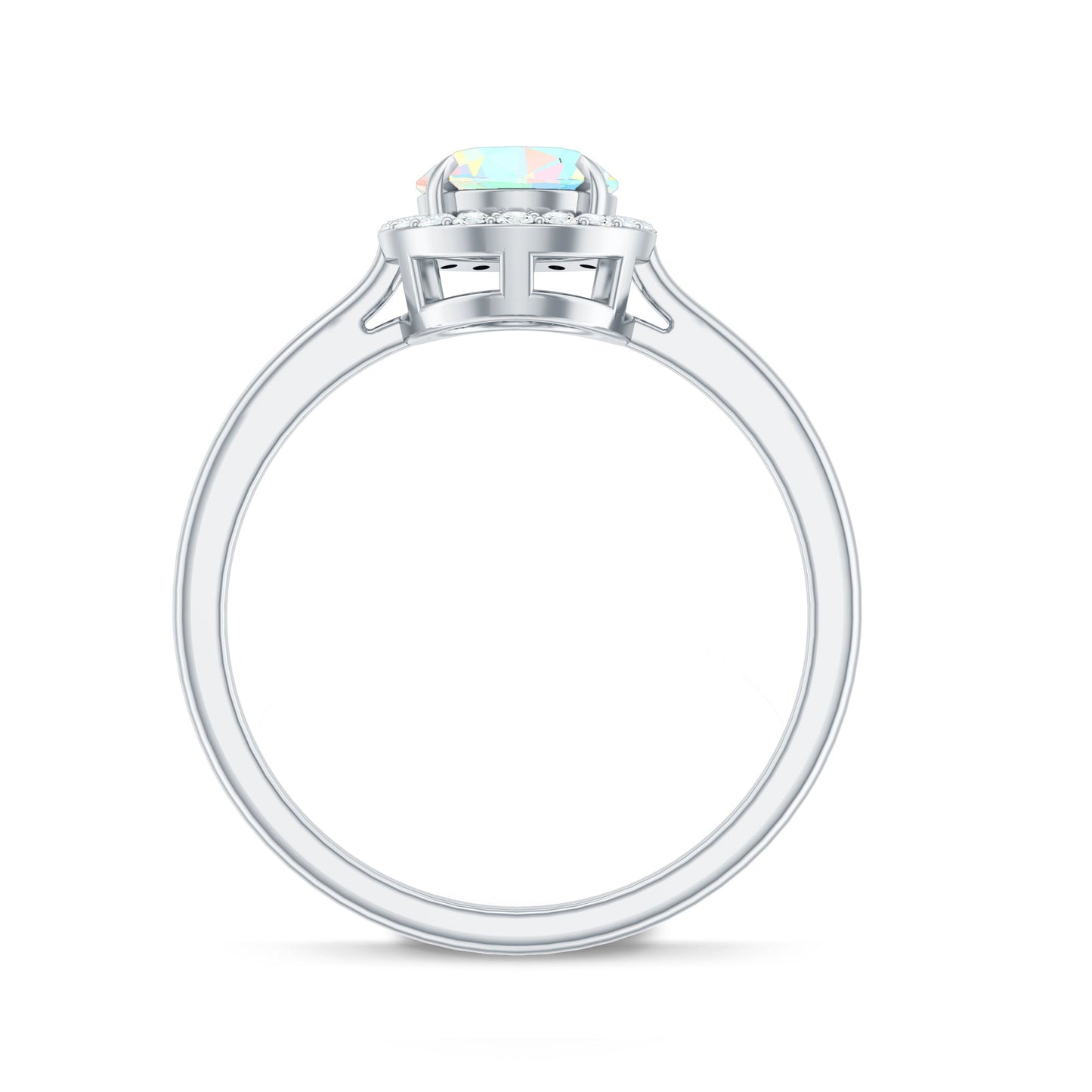 Natural Ethiopian Opal Oval Engagement Ring with Diamond Halo