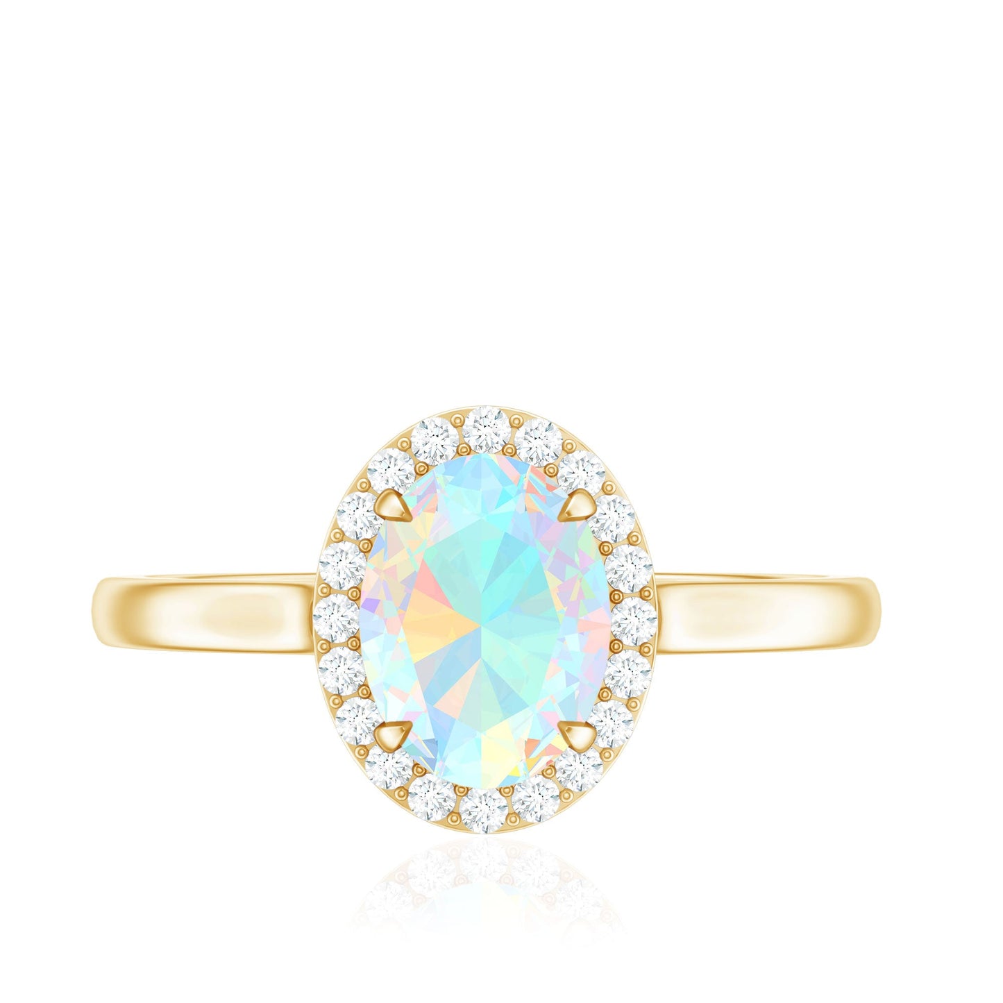 Natural Ethiopian Opal Oval Engagement Ring with Diamond Halo