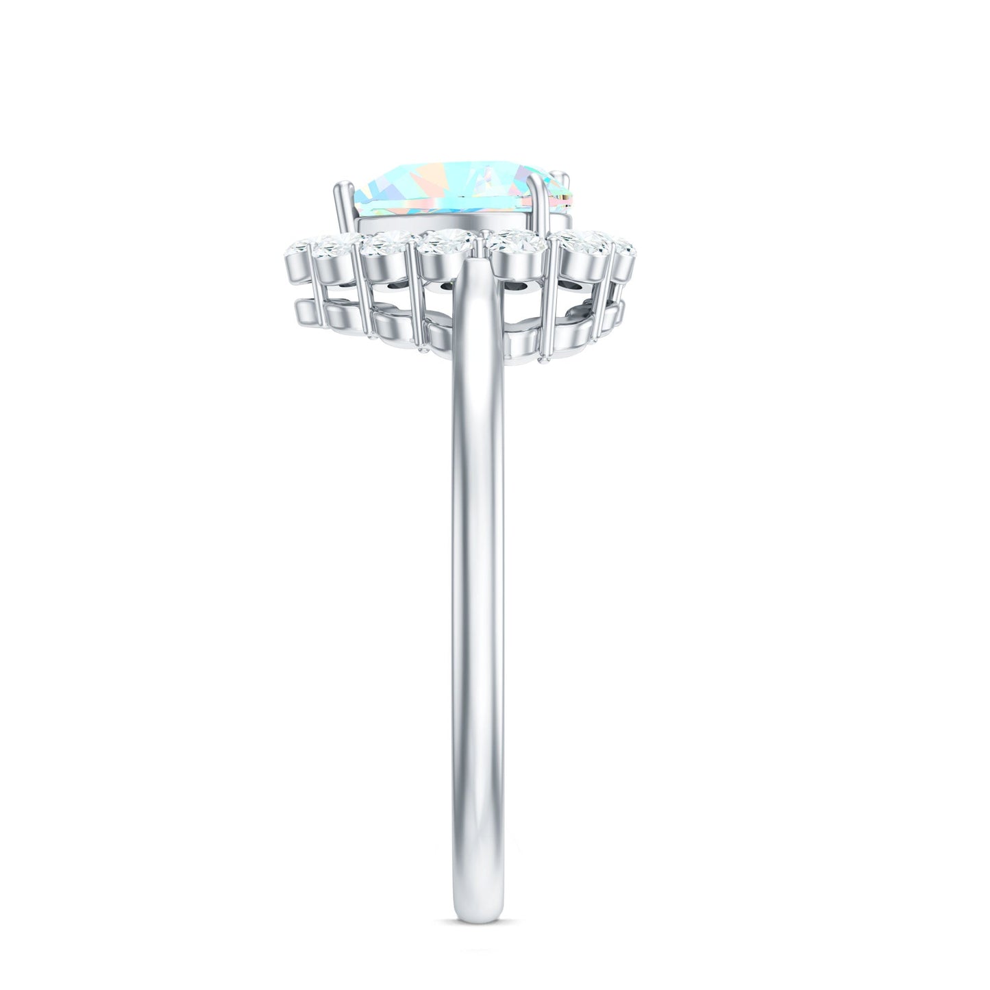 Certified Real Ethiopian Opal Heart Shaped Engagement Ring with Diamond Halo