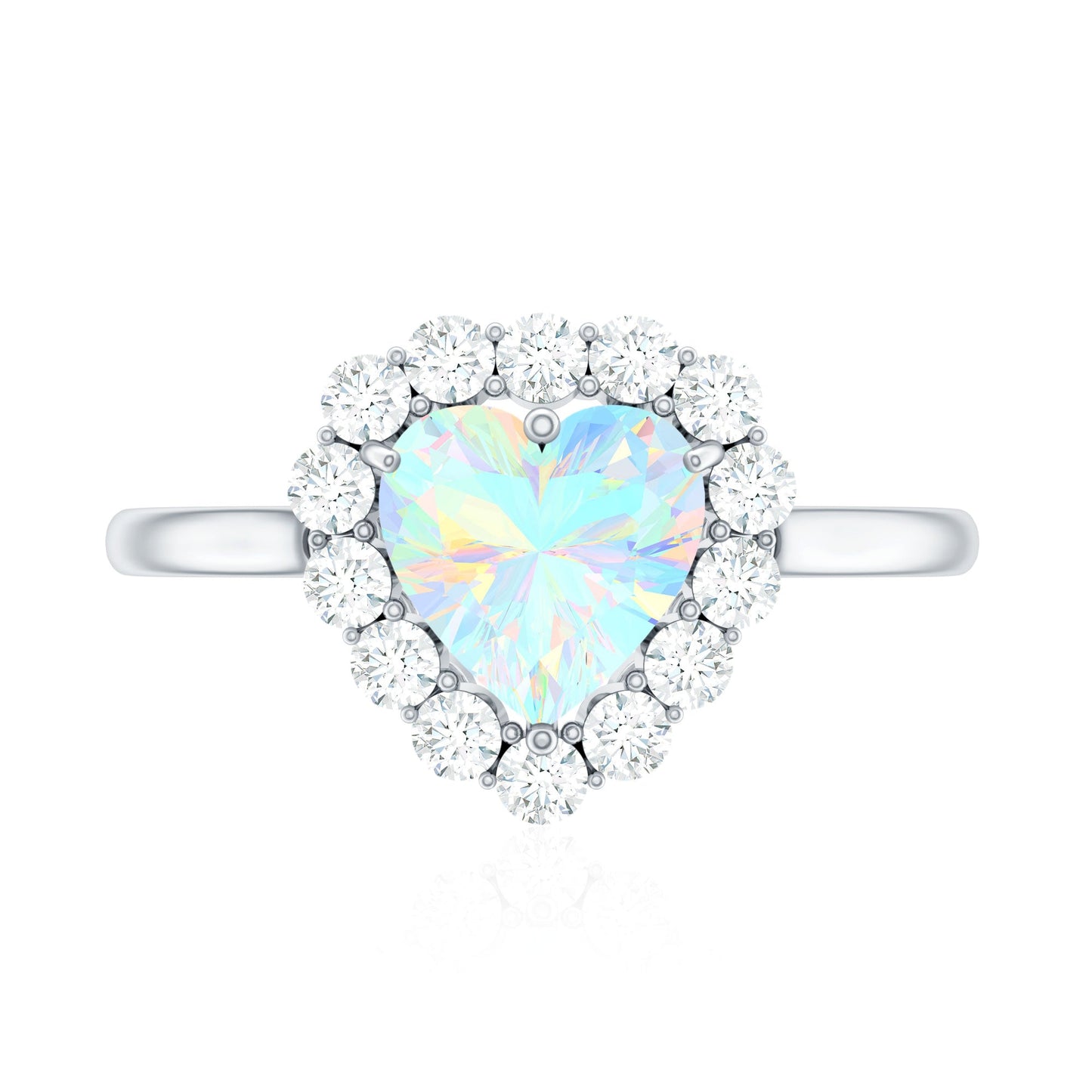 Certified Real Ethiopian Opal Heart Shaped Engagement Ring with Diamond Halo