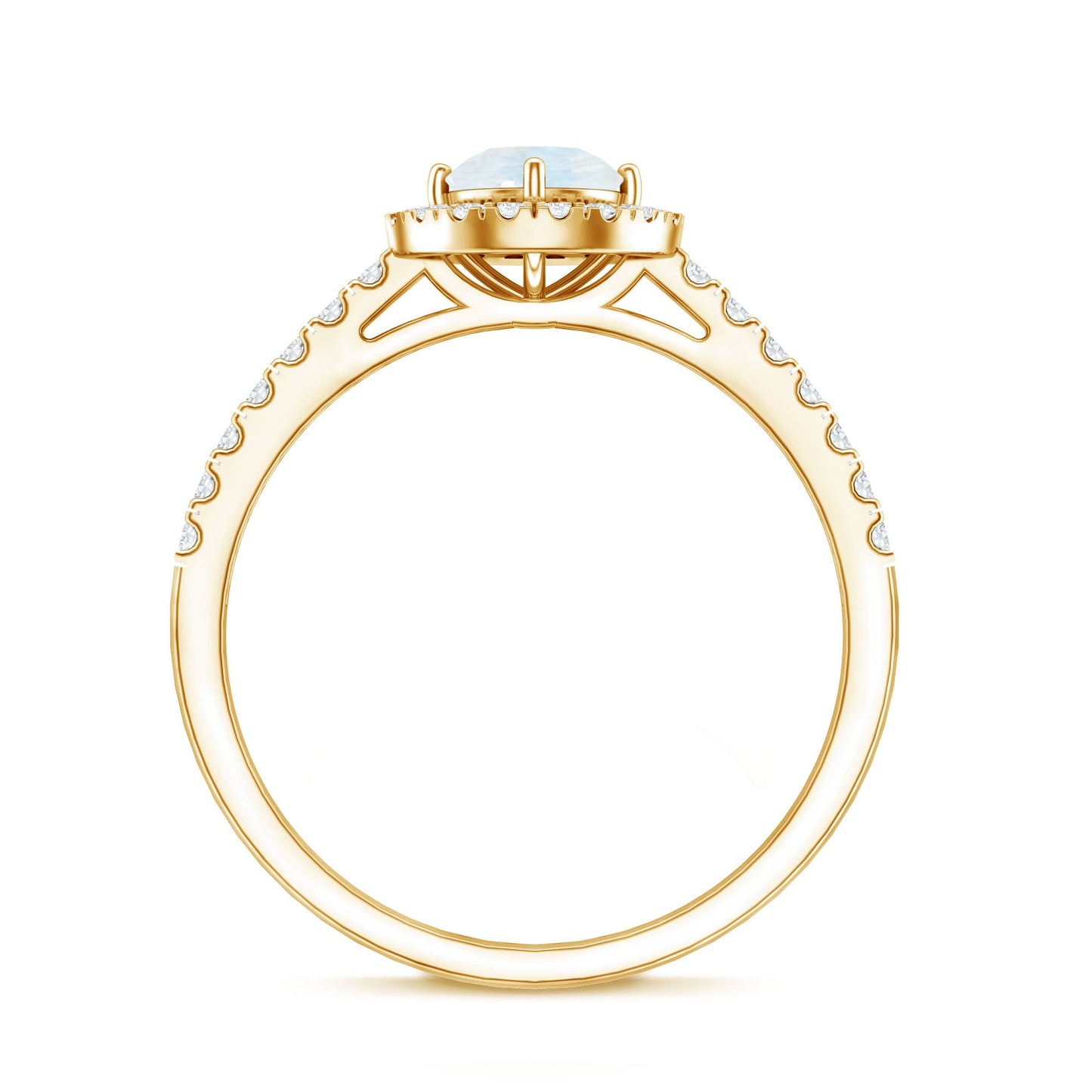 Certified Round Moonstone Halo Engagement Ring With Diamond Accent