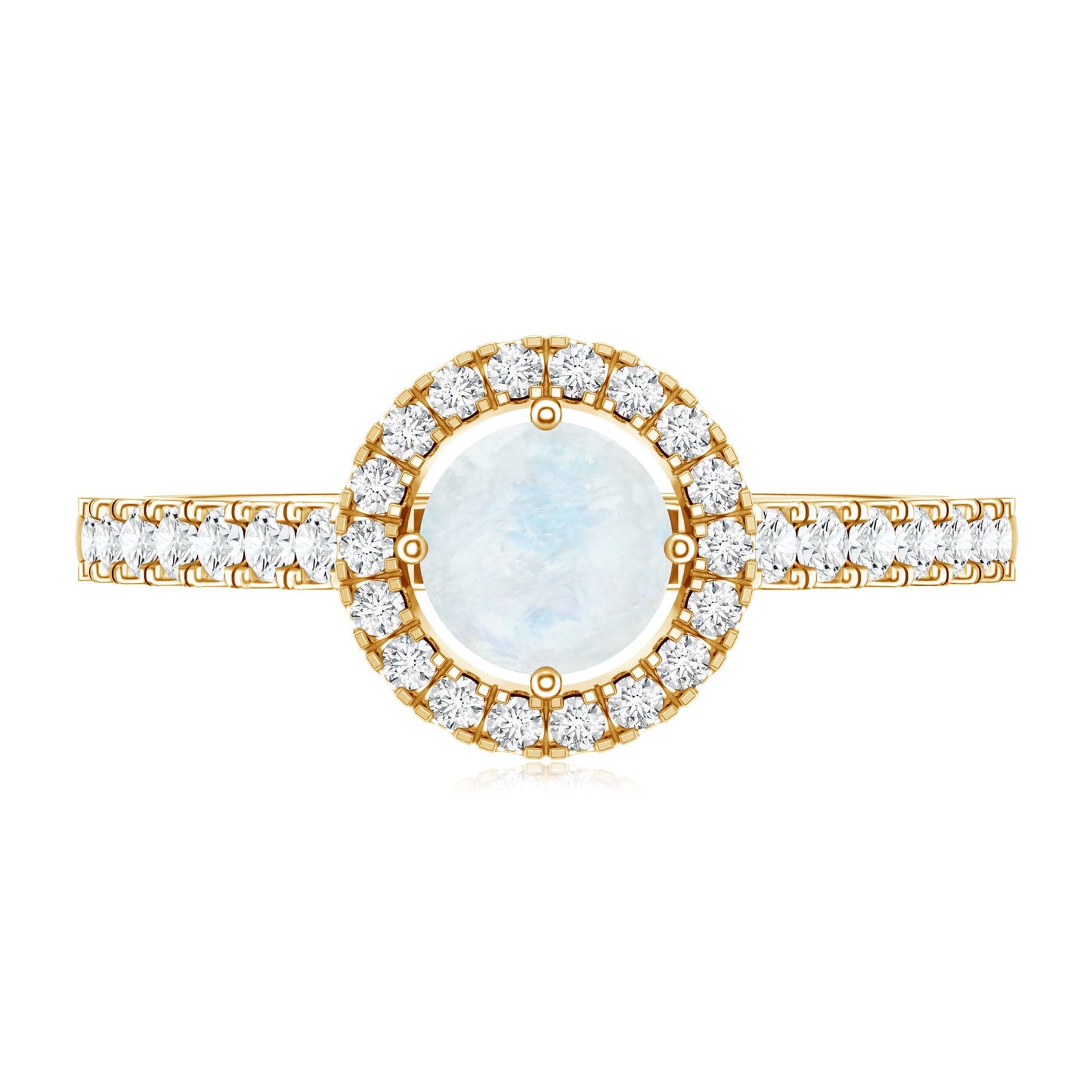 Certified Round Moonstone Halo Engagement Ring With Diamond Accent