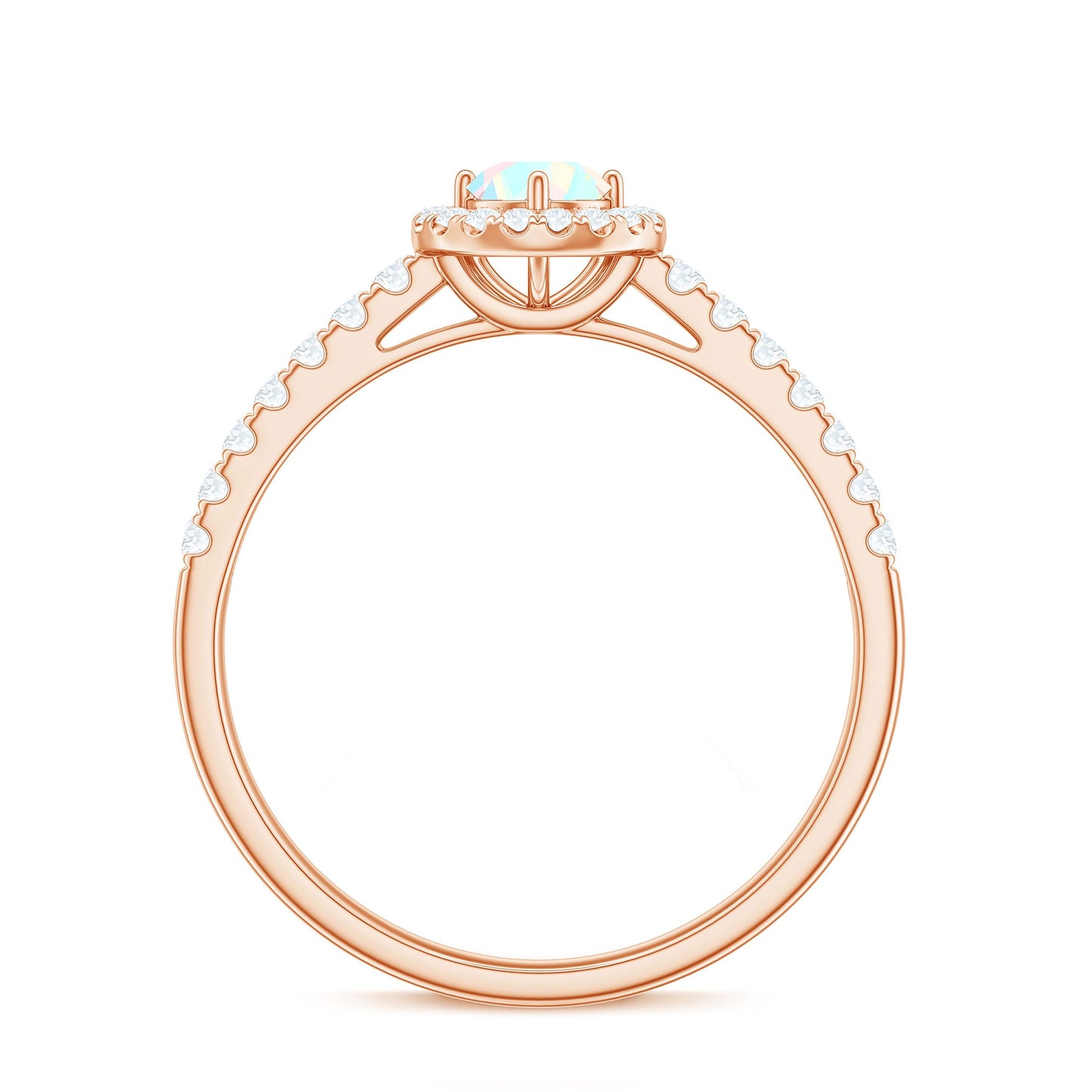 Natural Ethiopian Opal Diamond Engagement Ring with Halo