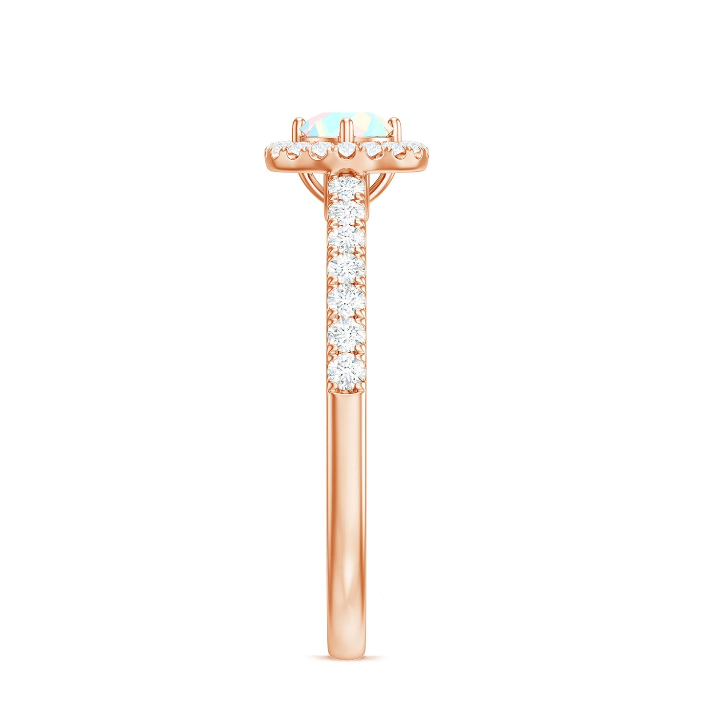 Natural Ethiopian Opal Diamond Engagement Ring with Halo