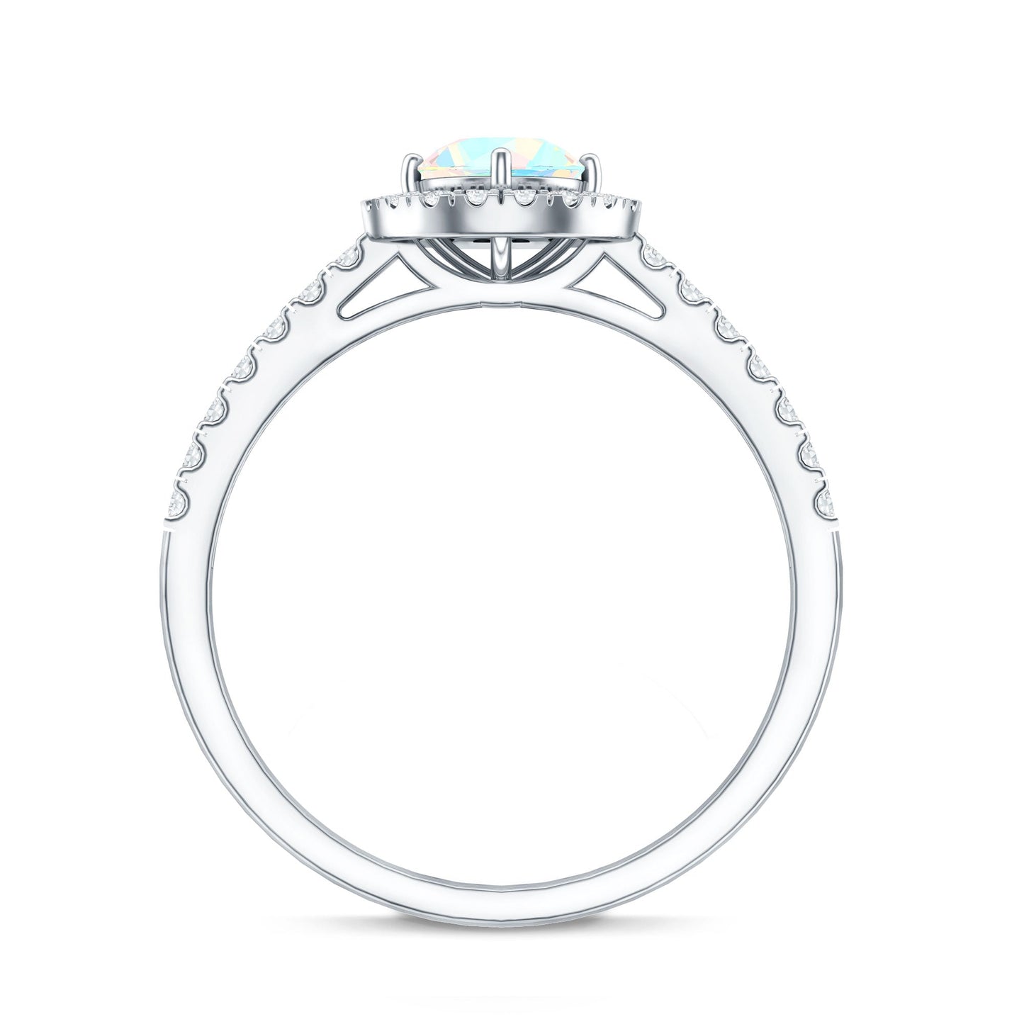 Natural Ethiopian Opal Diamond Engagement Ring with Halo