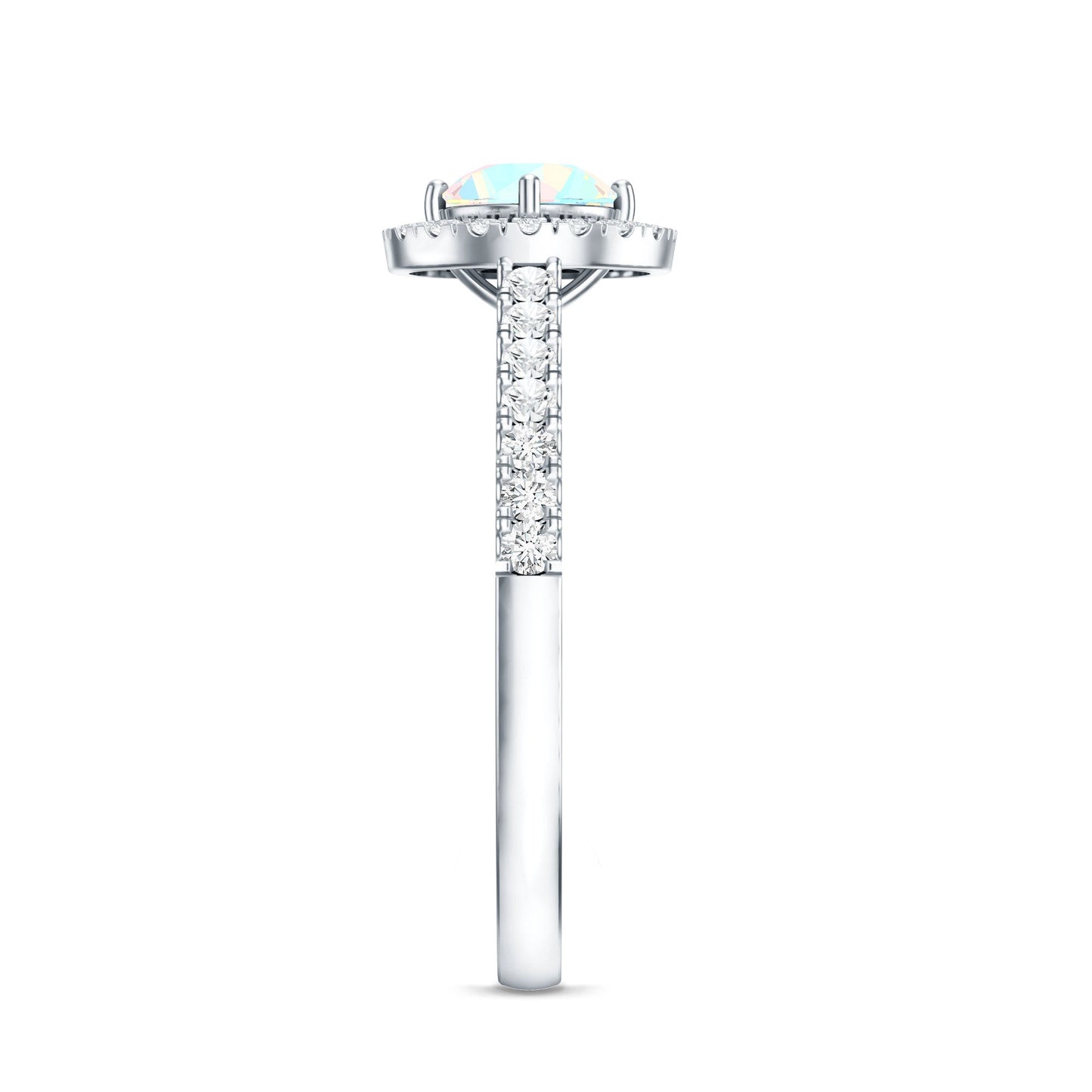Natural Ethiopian Opal Diamond Engagement Ring with Halo