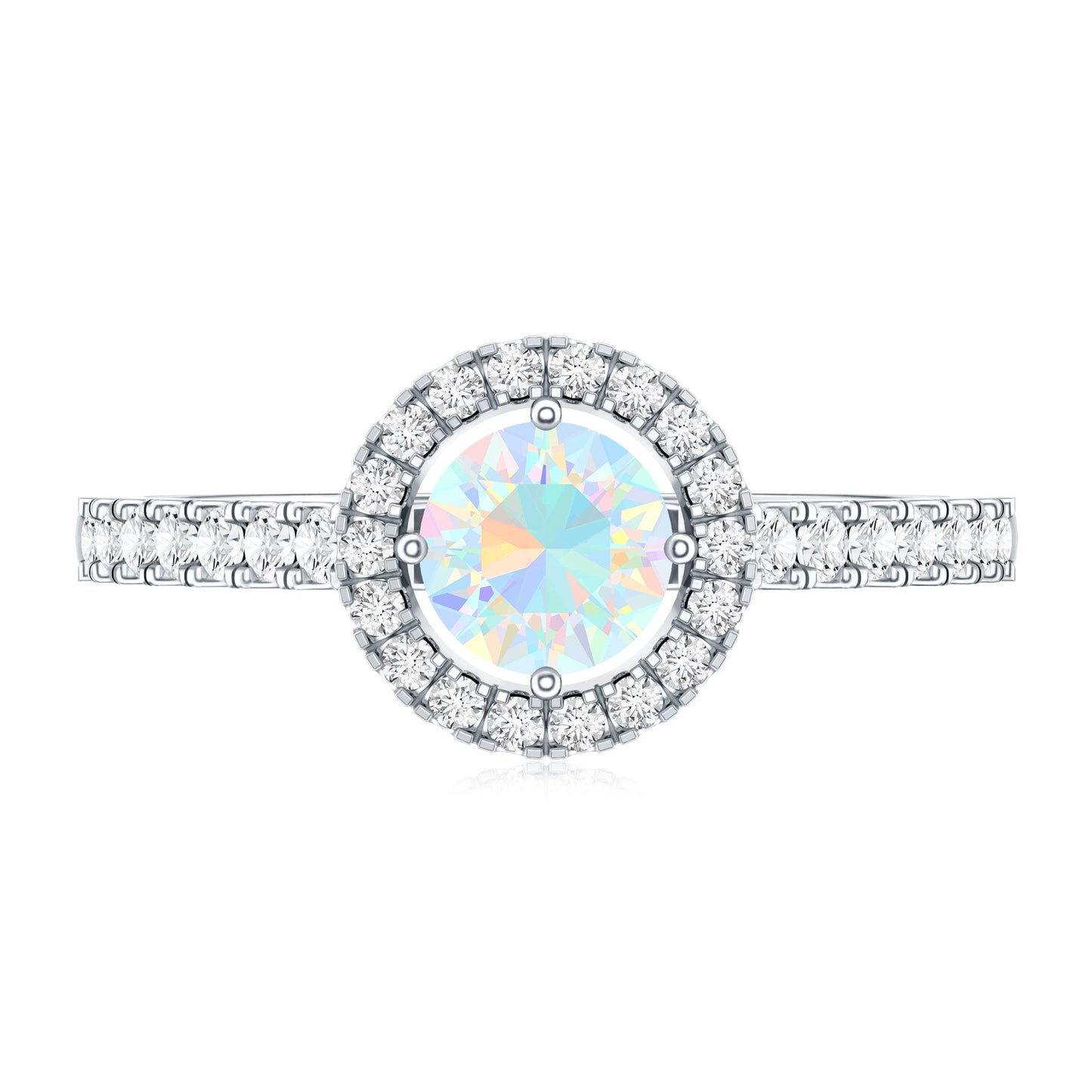 Natural Ethiopian Opal Diamond Engagement Ring with Halo