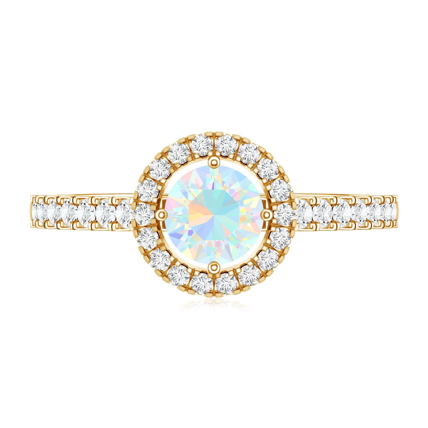 Natural Ethiopian Opal Diamond Engagement Ring with Halo