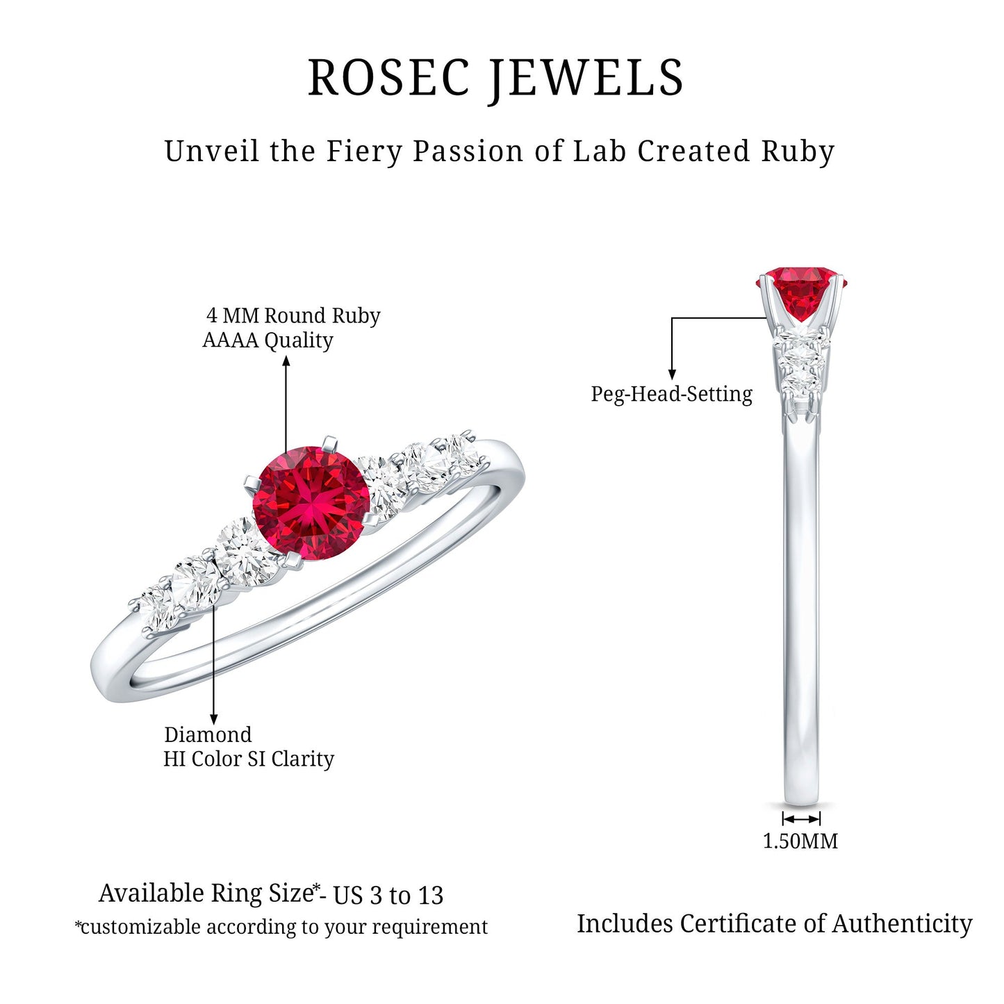 Graduated Style Lab Created Ruby and Diamond Promise Ring